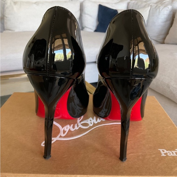 Authentic Christian Louboutin Jolly B Patent Black peep toe heels, size 39 - Picture 4 of 12